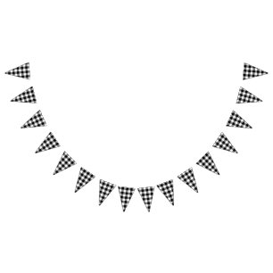 Black Gingham Country Bruiloft Vlaggetjes