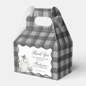 Black Gingham Cute Boo Ghost Birthday Favors Gable Bedankdoosjes (Achterkant)