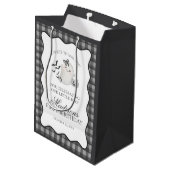 Black Gingham Cute Ghost Birthday Party Favors Medium Cadeauzakje (Achterkant Gekanteld)
