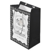 Black Gingham Cute Ghost Birthday Party Favors Medium Cadeauzakje (Voorkant Gekanteld)