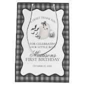 Black Gingham Cute Ghost Birthday Party Favors Medium Cadeauzakje (Achterkant)