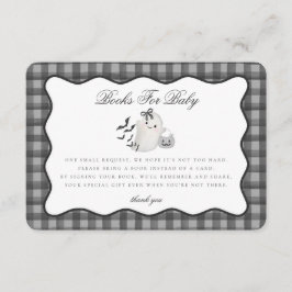 Black Gingham Cute Ghost Books for Baby Insert Informatiekaartje