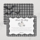 Black Gingham Cute Ghost Books for Baby Insert Informatiekaartje (Voorkant / Achterkant)