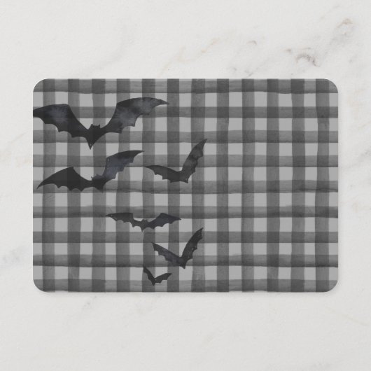 Black Gingham Cute Ghost Diaper Raffle Insert Informatiekaartje (Achterkant)