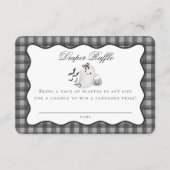 Black Gingham Cute Ghost Diaper Raffle Insert Informatiekaartje (Voorkant)
