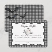 Black Gingham Cute Ghost Diaper Raffle Insert Informatiekaartje (Voorkant / Achterkant)