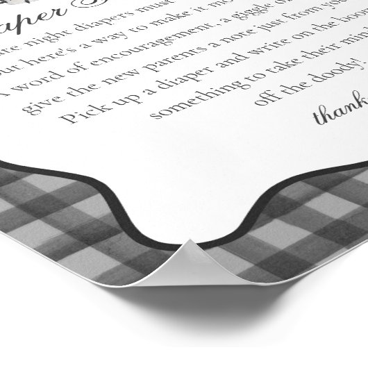 Black Gingham Cute Ghost Diaper Thoughts Sign Poster (Hoek)