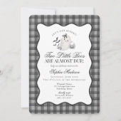 Black Gingham Cute Ghost Twins Baby Shower Kaart (Voorkant)