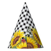 Black Gingham en Zonnebloemen Bloemen Meisjes Feesthoedjes (Achterkant)