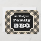 Black Gingham Familie Zomer BBQ Picknick Uitnodigi Kaart (Voorkant)