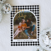 Black Gingham Foto Kerst Kaart
