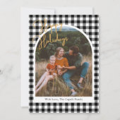 Black Gingham Foto Kerst Kaart (Voorkant)