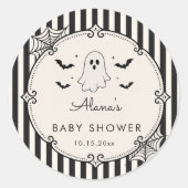 Black Gingham Ghost Halloween Ronde Sticker (Voorkant)