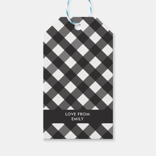 Black Gingham Gift Label Cadeaulabel (Voorkant)