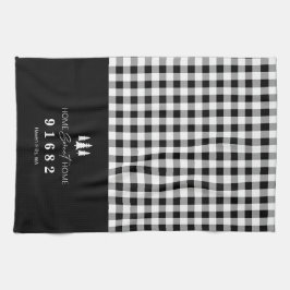 Black Gingham Home Sweet Home Aangepaste postcode Theedoek