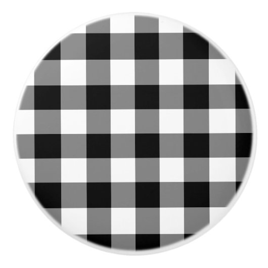 Black Gingham Keramische Knop (Voorkant)