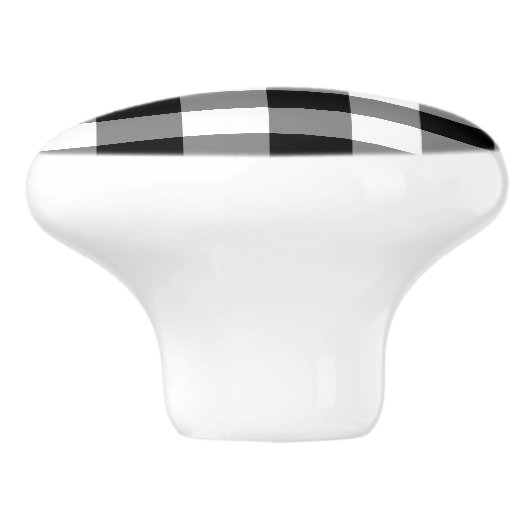 Black Gingham Keramische Knop (Zijkant)