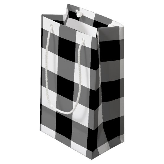 Black Gingham Klein Cadeauzakje (Voorkant Gekanteld)