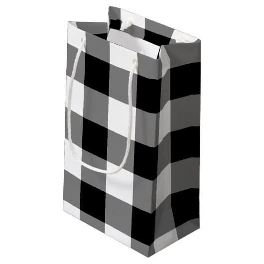 Black Gingham Klein Cadeauzakje (Achterkant Gekanteld)