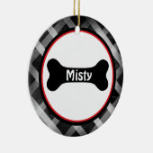 Black Gingham Large Black Dog Bone Ornament (Rechts)