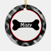 Black Gingham Large Black Dog Bone Ornament (Voorkant)