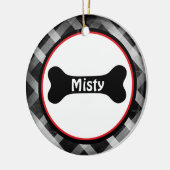 Black Gingham Large Black Dog Bone Ornament (Links)