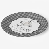 Black Gingham Little Boo Ghost Baby Shower Dessert Papieren Bordje (Gekanteld)