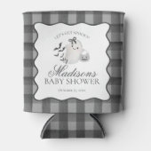 Black Gingham Little Boo Ghost Baby Shower Favors Blikjeskoeler (Voorkant)
