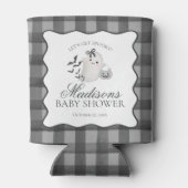 Black Gingham Little Boo Ghost Baby Shower Favors Blikjeskoeler (Achterkant)