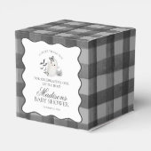 Black Gingham Little Boo Ghost Baby Shower Gable Bedankdoosjes (Achterkant)