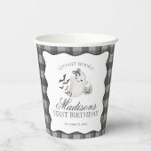 Black Gingham Little Boo Ghost Birthday Coffee Papieren Bekers (Achterkant)