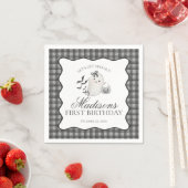 Black Gingham Little Boo Ghost Birthday Dessert Servet (Insitu)