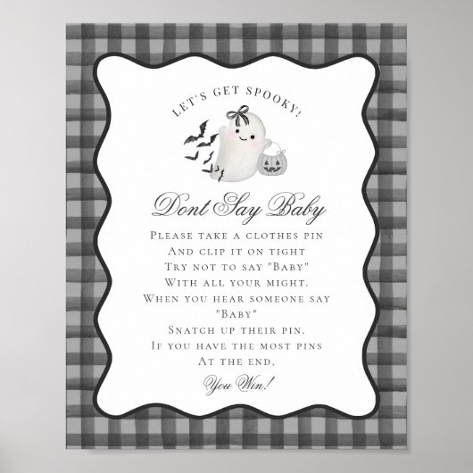 Black Gingham Little Boo Ghost Dont Say Baby Game Poster (Voorkant)