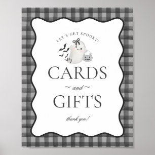 Black Gingham Little Boo Ghost Kaarten & Geschenke Poster