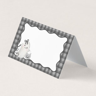 Black Gingham Little Boo Ghost Party Opgevouwen Ka Kaart