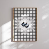 Black Gingham Ornament kerstmuurkunst Poster