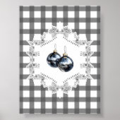 Black Gingham Ornament kerstmuurkunst Poster (Voorkant)