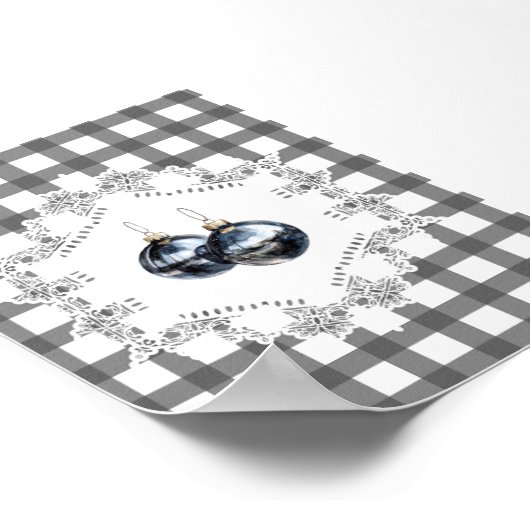 Black Gingham Ornament kerstmuurkunst Poster (Hoek)