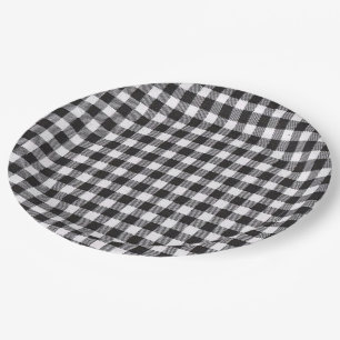 Black Gingham Papieren Bordje