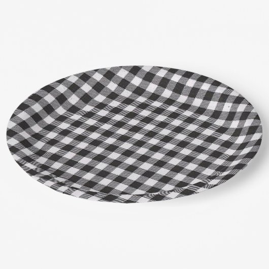 Black Gingham Papieren Bordje (Gekanteld)