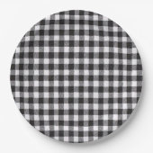 Black Gingham Papieren Bordje (Voorkant)
