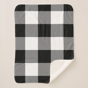 Black Gingham Pattern Sherpa Deken