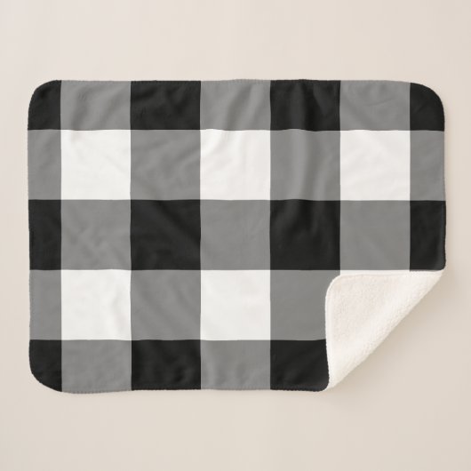 Black Gingham Pattern Sherpa Deken (Voorkant (horizontaal))
