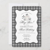 Black Gingham Preppy Ghost Hey Boo Verjaardag Kaart (Voorkant)