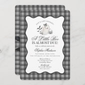 Black Gingham Preppy Ghost Little Boo Baby Shower Kaart (Voorkant / Achterkant)