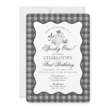 Black Gingham Preppy Ghost Spooky One 1st Birthday