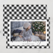Black Gingham Pset gelooft in de magische foto Feestdagenkaart (Voorkant / Achterkant)