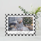 Black Gingham Pset gelooft in de magische foto Feestdagenkaart (Staand voorkant)