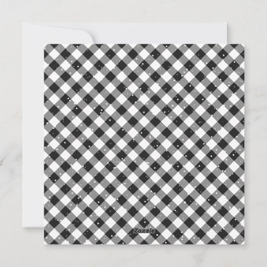 Black Gingham Pset met kerstmis Feestdagenkaart (Achterkant)