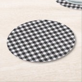 Black Gingham Ronde Kartonnen Onderzetter (Gebogen)